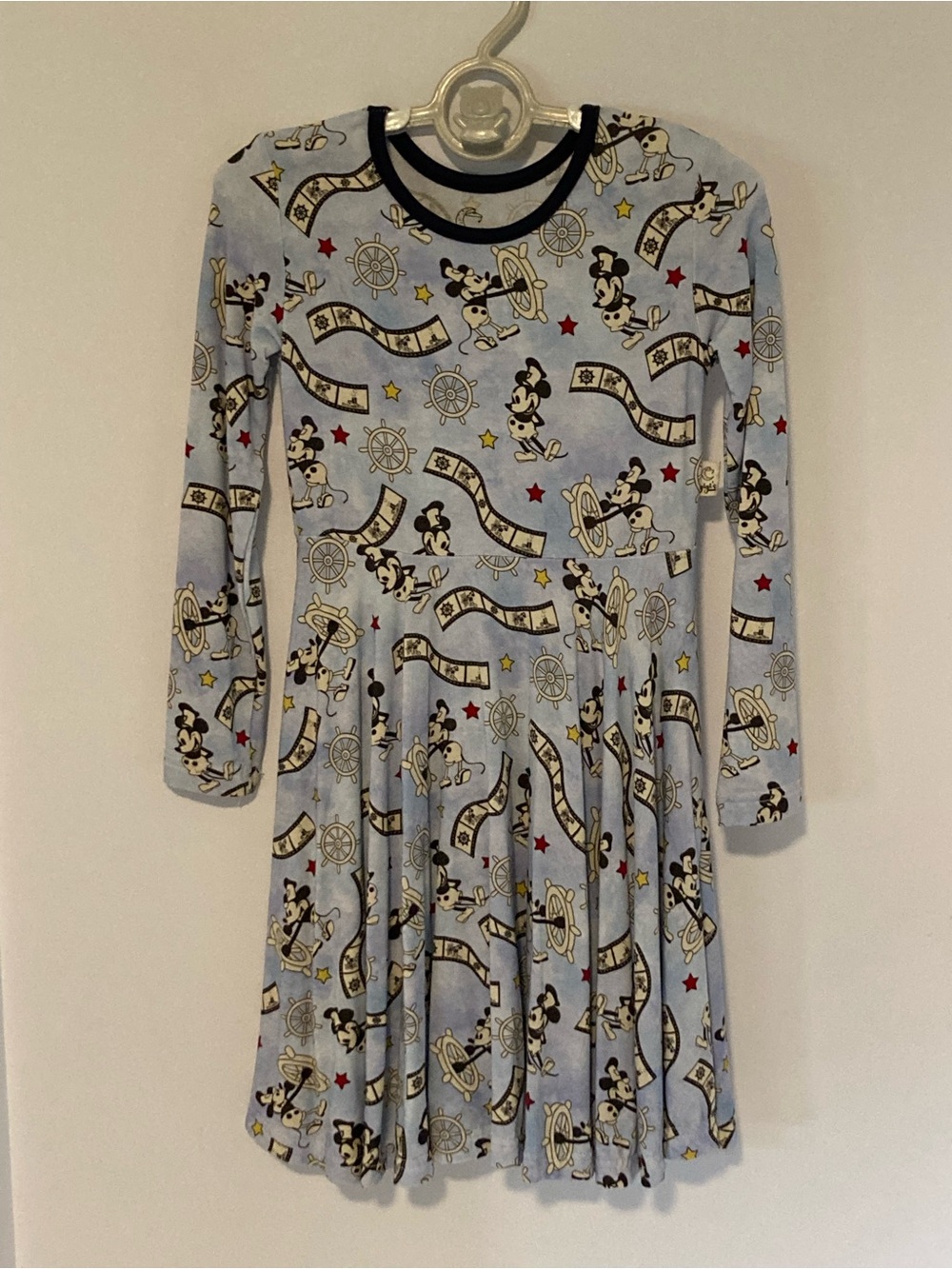 Gigi’s Closet - Steamboat Mickey Mouse Blue Bamboo Twirl Dress - Size 5-6T